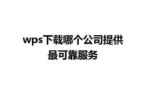 wps下载哪个公司提供最可靠服务