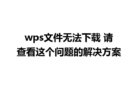 wps文件无法下载 请查看这个问题的解决方案