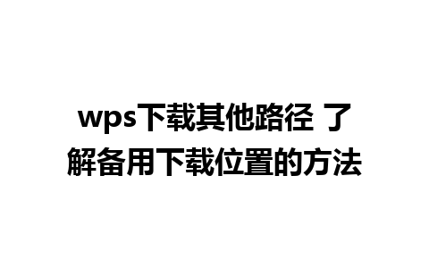 wps下载其他路径 了解备用下载位置的方法