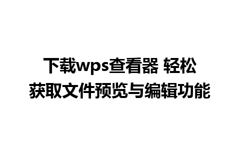 下载wps查看器 轻松获取文件预览与编辑功能