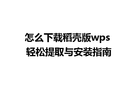 怎么下载稻壳版wps 轻松提取与安装指南