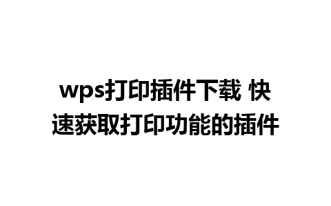 wps打印插件下载 快速获取打印功能的插件