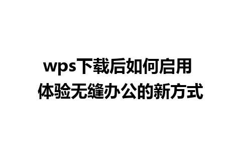 wps下载后如何启用 体验无缝办公的新方式