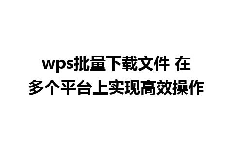 wps批量下载文件 在多个平台上实现高效操作