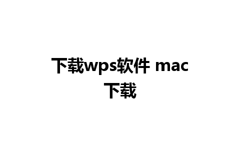 下载wps软件 mac下载