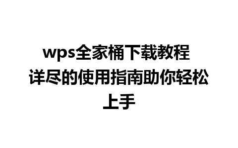 wps全家桶下载教程 详尽的使用指南助你轻松上手