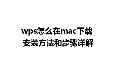 wps怎么在mac下载 安装方法和步骤详解