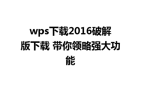 wps下载2016破解版下载 带你领略强大功能