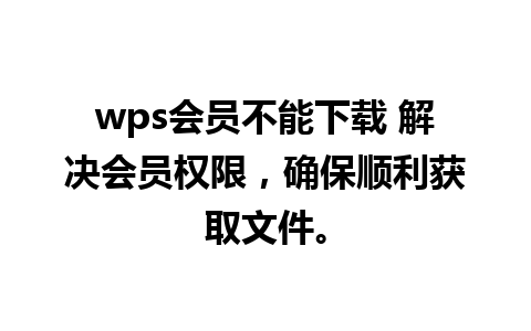 wps会员不能下载 解决会员权限，确保顺利获取文件。