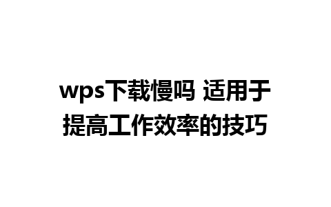 wps下载慢吗 适用于提高工作效率的技巧