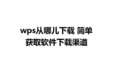 wps从哪儿下载 简单获取软件下载渠道