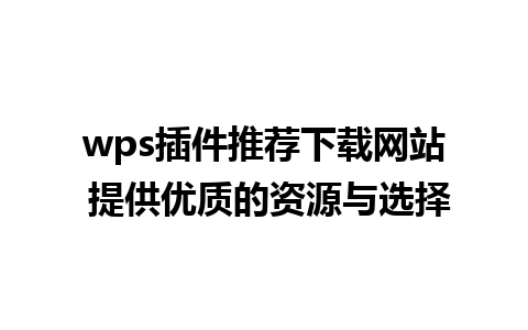 wps插件推荐下载网站 提供优质的资源与选择