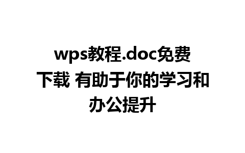 wps教程.doc免费下载 有助于你的学习和办公提升