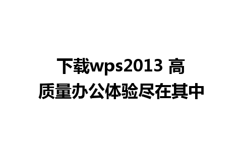 下载wps2013 高质量办公体验尽在其中