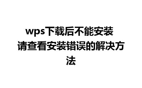 wps下载后不能安装 请查看安装错误的解决方法