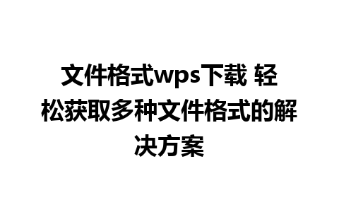 文件格式wps下载 轻松获取多种文件格式的解决方案