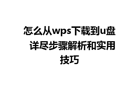 怎么从wps下载到u盘  详尽步骤解析和实用技巧