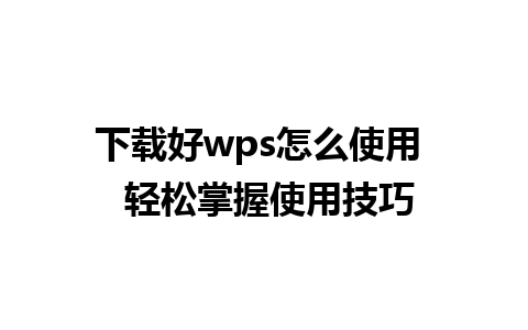 下载好wps怎么使用  轻松掌握使用技巧