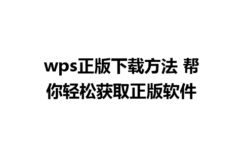 wps正版下载方法 帮你轻松获取正版软件