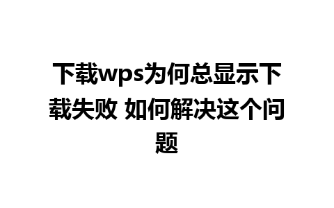 下载wps为何总显示下载失败 如何解决这个问题