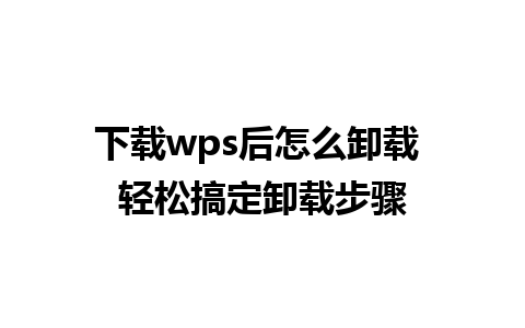 下载wps后怎么卸载 轻松搞定卸载步骤