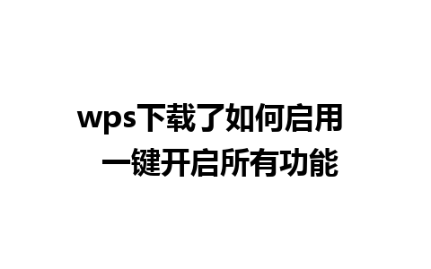 wps下载了如何启用  一键开启所有功能