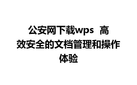 公安网下载wps  高效安全的文档管理和操作体验