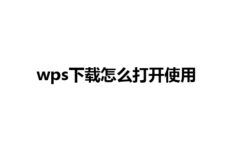 wps下载怎么打开使用