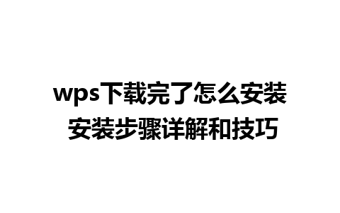 wps下载完了怎么安装 安装步骤详解和技巧