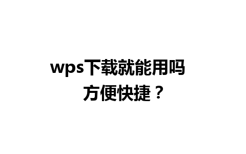 wps下载就能用吗  方便快捷？