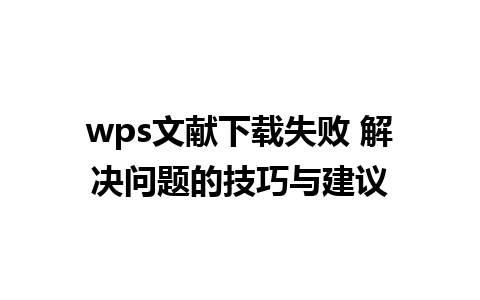 wps文献下载失败 解决问题的技巧与建议