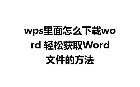 wps里面怎么下载word 轻松获取Word文件的方法