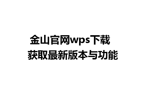 金山官网wps下载  获取最新版本与功能