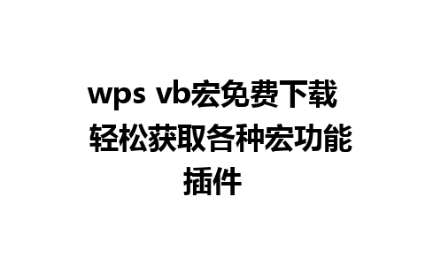 wps vb宏免费下载  轻松获取各种宏功能插件