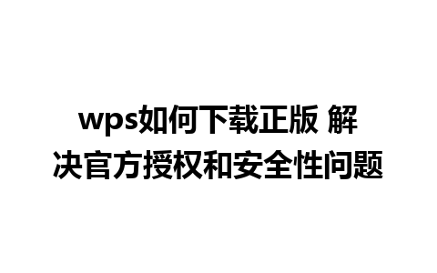 wps如何下载正版 解决官方授权和安全性问题