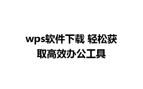 wps软件下载 轻松获取高效办公工具