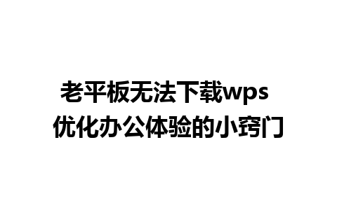 老平板无法下载wps 优化办公体验的小窍门