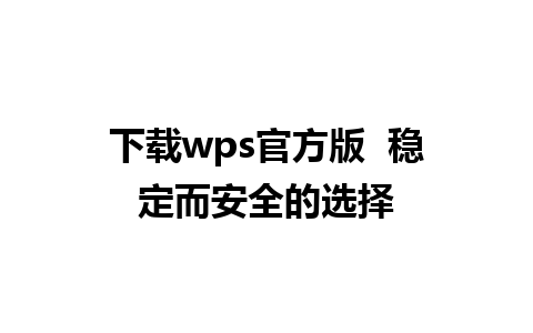 下载wps官方版  稳定而安全的选择