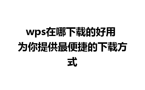 wps在哪下载的好用 为你提供最便捷的下载方式