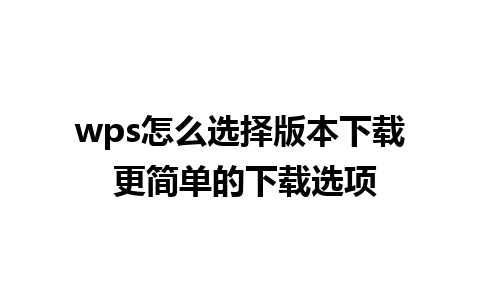 wps怎么选择版本下载 更简单的下载选项