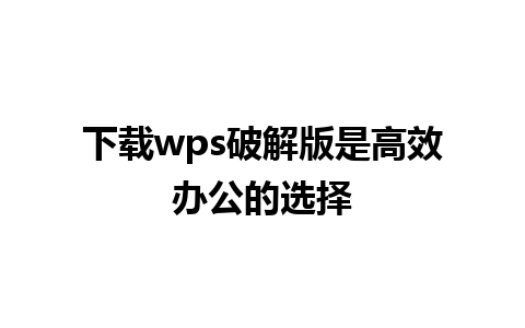 下载wps破解版是高效办公的选择