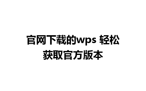 官网下载的wps 轻松获取官方版本