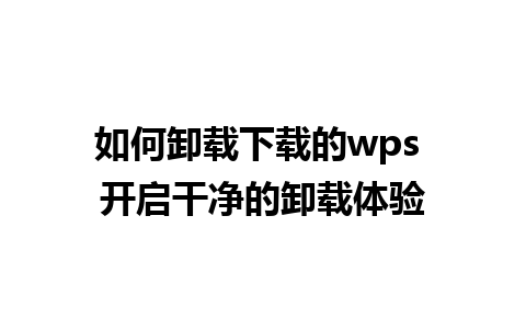 如何卸载下载的wps 开启干净的卸载体验