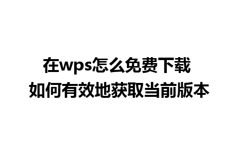 在wps怎么免费下载 如何有效地获取当前版本