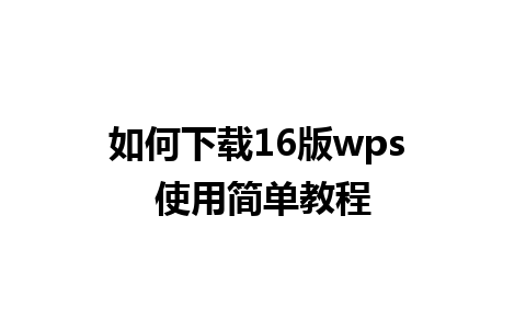 如何下载16版wps 使用简单教程