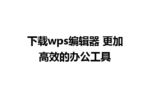 下载wps编辑器 更加高效的办公工具