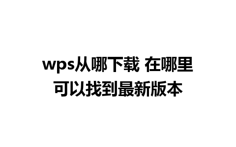 wps从哪下载 在哪里可以找到最新版本