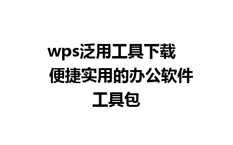 wps泛用工具下载    便捷实用的办公软件工具包  
