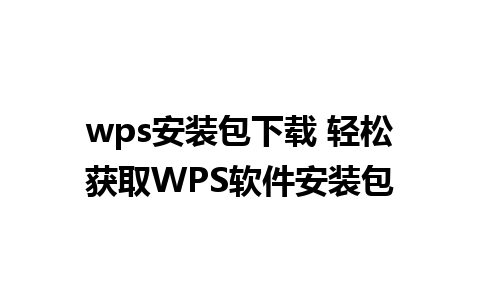 wps安装包下载 轻松获取WPS软件安装包