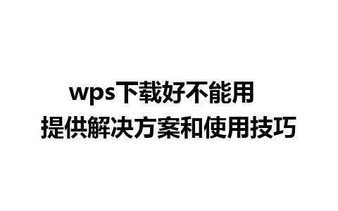 wps下载好不能用  提供解决方案和使用技巧